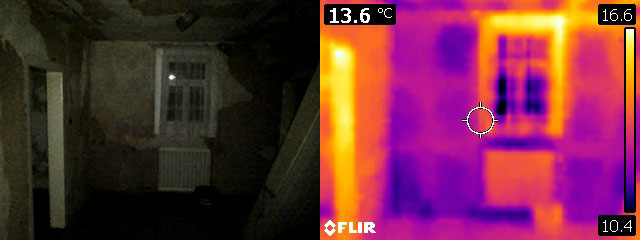 Das Holzfachwerk unter dem Putz wird mit der Thermografie sichtbar Das Holzfachwerk unter dem Putz wird mit der Thermografie sichtbar